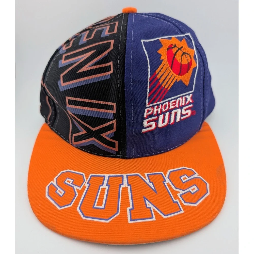 Vintage Phoenix Suns‎ 90s Drew Pearson Snapback Hat Youth NBA Split Panel